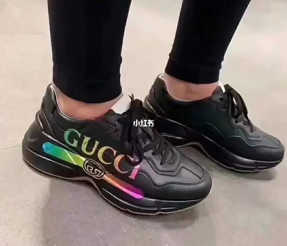 gucci古驰女鞋黑色炫彩老爹鞋