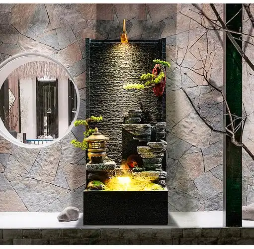 水幕墙流水屏风玄关流水墙花园庭院阳台景观客厅喷泉假山水长摆件