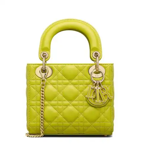 【包税】dior/迪奥 2021年秋冬新款 lady dior系列 女士迷你黄绿色棱