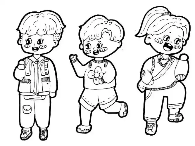 幼儿人物黑白简笔画