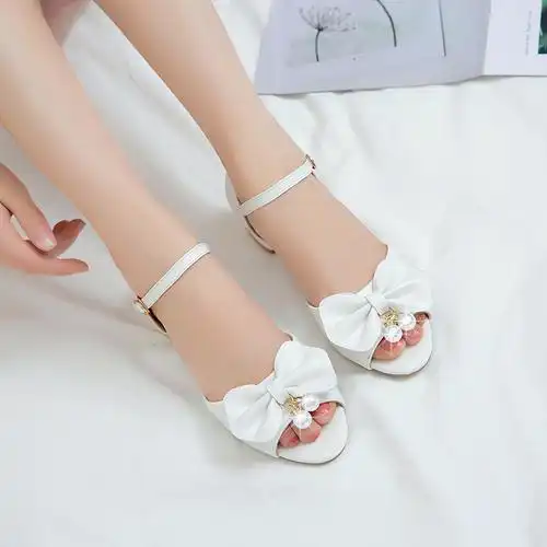 女童学生鱼嘴小女孩12岁中大夏季凉鞋高跟公主凉鞋