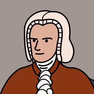 古典音乐大师头像插画- 依次分别是: 巴赫,海顿, 贝多芬,莫扎特,肖邦