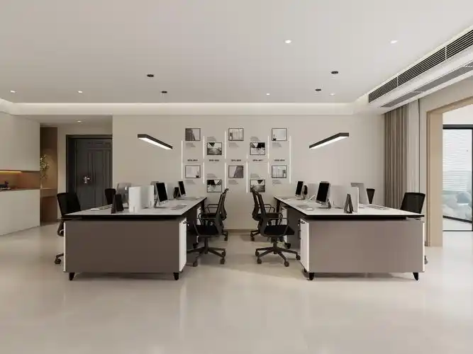 李青越-200平方现代简约办公室一层办公区装修效果图第1张