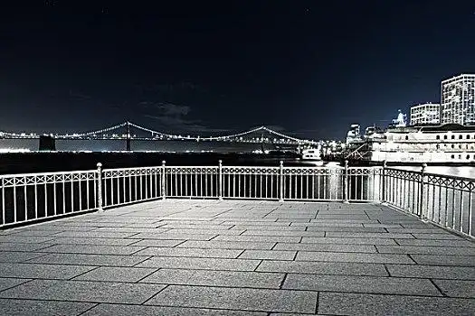 空,地面,悬挂,上方,水,旧金山,夜晚