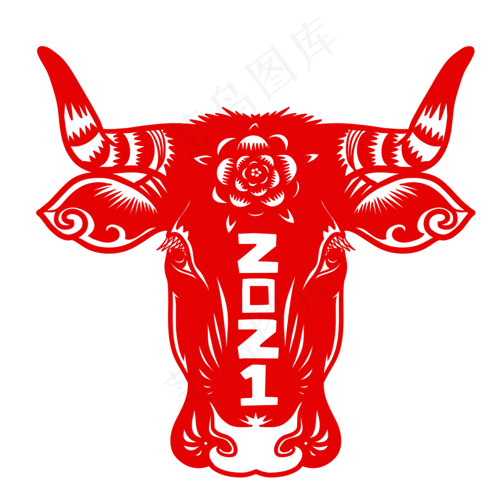 牛年窗花2021剪纸(2500x2500(dpi:300))psd模版下载