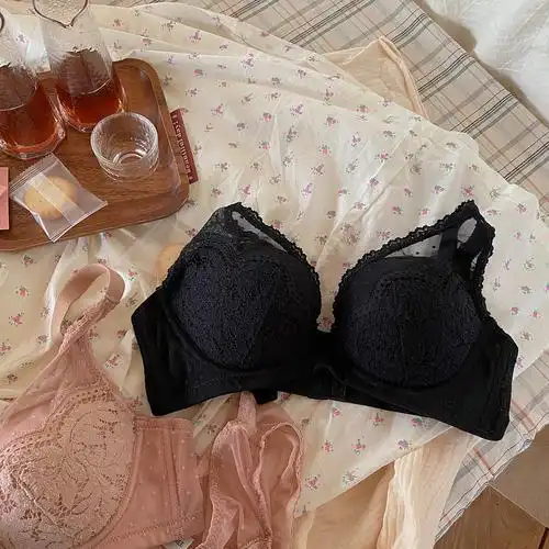 threepig韩风温柔少女纯色薄下厚软文胸套装聚拢文胸套装