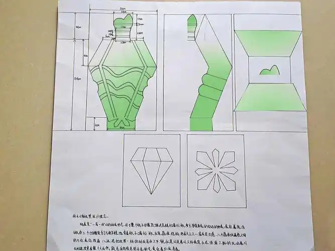 石膏瓶型三视图效果图及模型