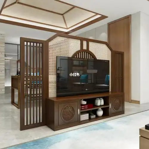 客厅电视柜隔断柜背景墙置物柜卧室隔断玻璃墙实木家具设计定制#电视