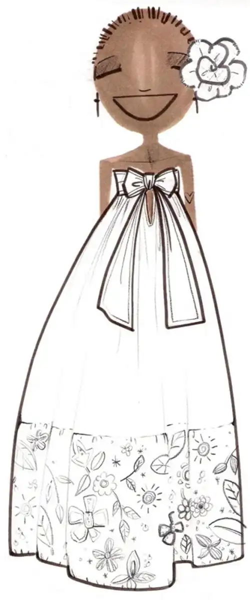 白色蝴蝶结礼服设计图