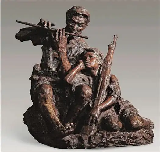 潘鹤 艰苦岁月 46.6×45.6×34cm 雕塑 铜 1957年 中国美术馆藏