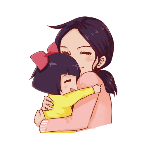 卡通手绘抱着孩子的妈妈免抠素材
