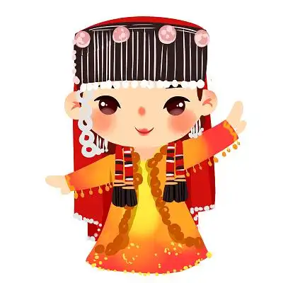 塔吉克族民族服饰q版卡通人物少数民族服装png素材卡通少数民族人数