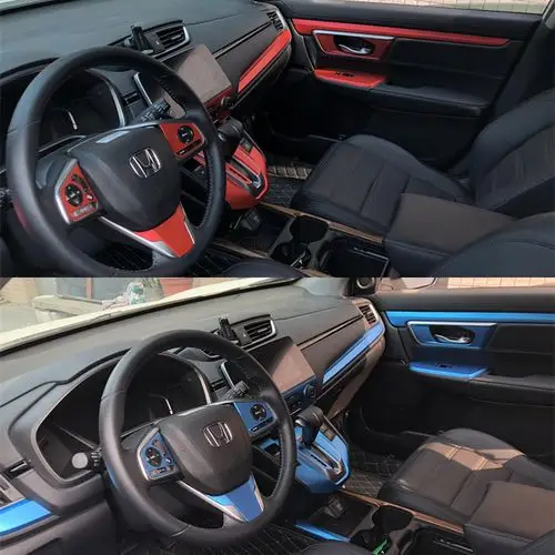 19至20款本田crv内饰改装贴纸中控台改色贴膜爆改碳纤维汽车贴膜
