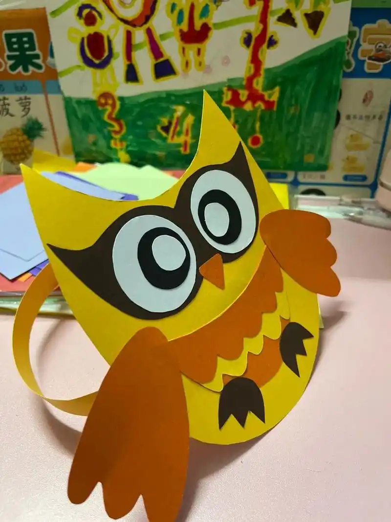 卡纸手工制作|小动物猫头鹰头套
