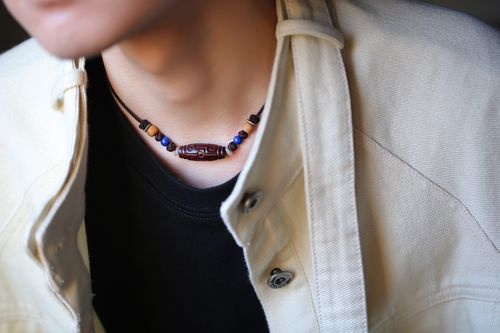 紫檀木匠天珠锁骨印度小叶项链吊坠男女女款项链