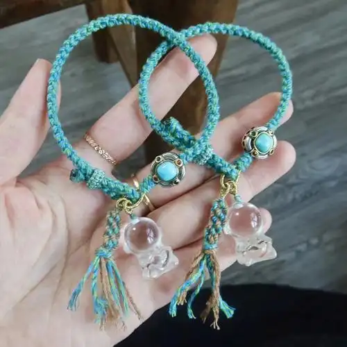 白水晶宇航员6904纯手工编织手绳