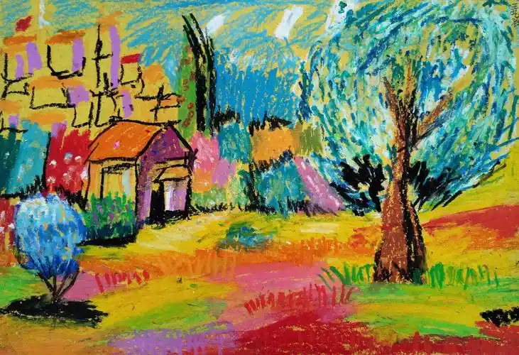 中海色彩第46轮作品《油画棒风景》