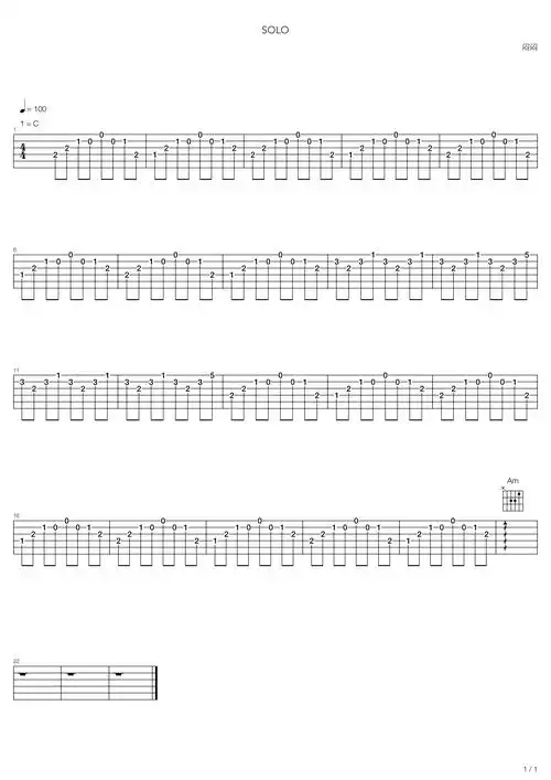 闷闷乐队《solo》吉他谱