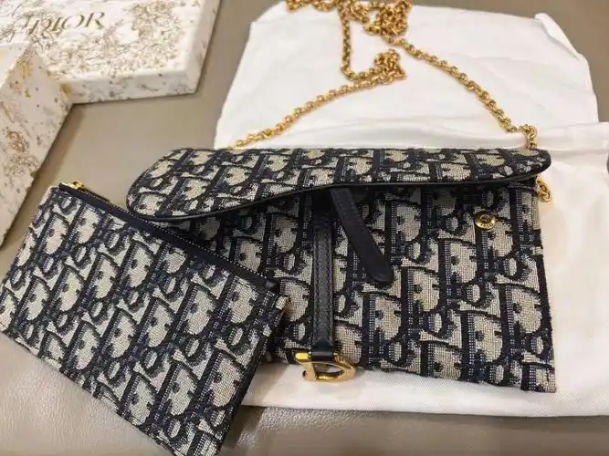 迪奥老花马鞍包斜挎包