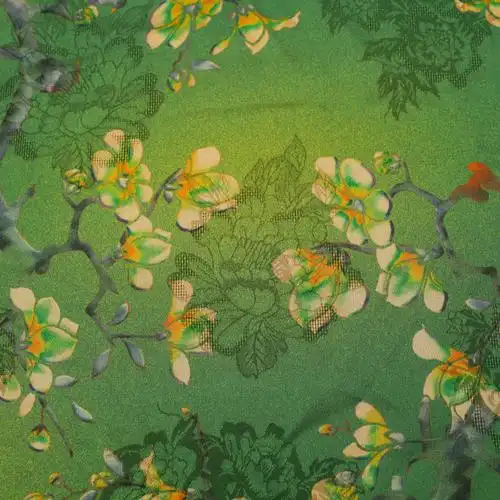 红云纱布料批发龟裂纹花罗缎旗袍碎花面料数码印花工厂直销