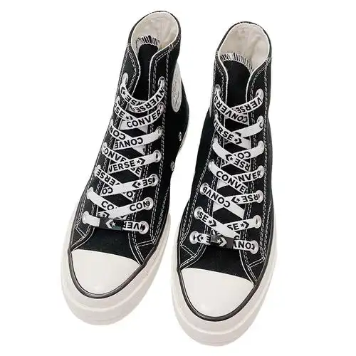 匡威高帮1970s字母标志鸳鸯扁帆布鞋带鞋扣装饰配件黑色匡威鞋带160cm