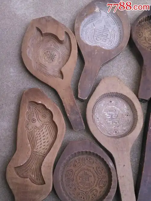 特价民国糕点模具鱼儿莲蓬模具喜字寿字月饼木印模模具diy面点模型老