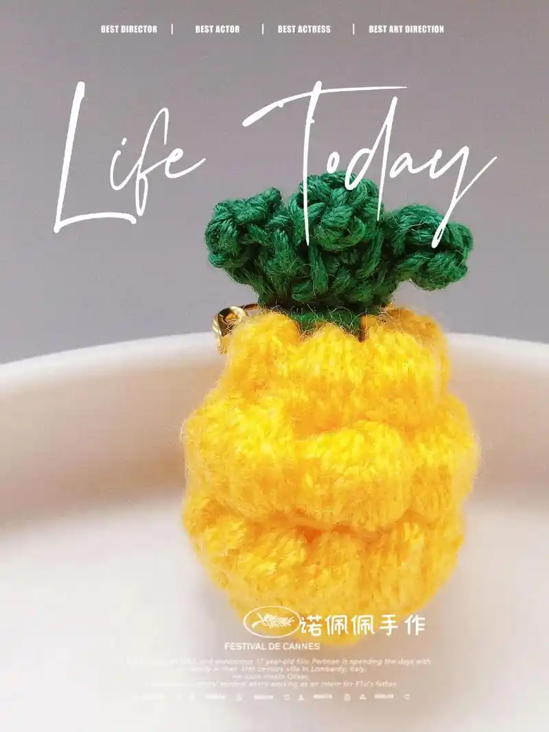 【钩针图解】菠萝胸针图解.