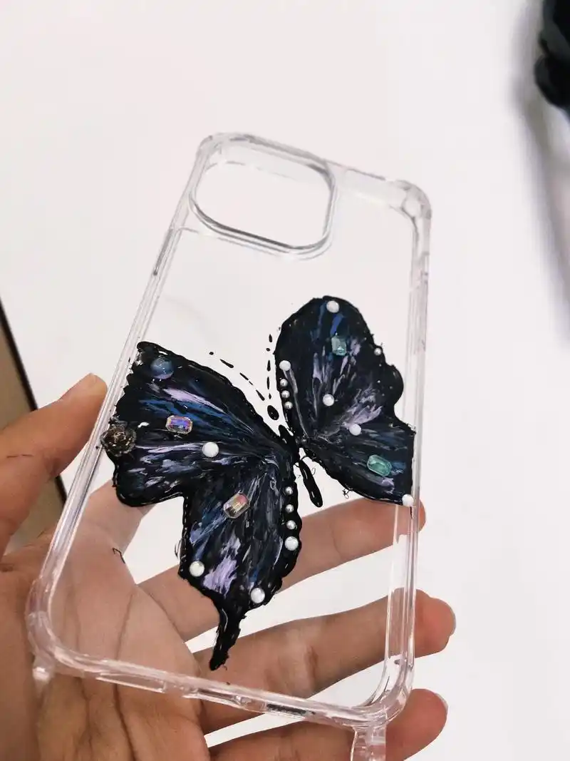 奶油胶手绘手机壳蝴蝶手绘手机壳