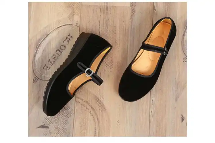 平底黑一代厂家直销老北京布鞋黑平绒一代舞蹈鞋工作鞋聚氨酯女鞋