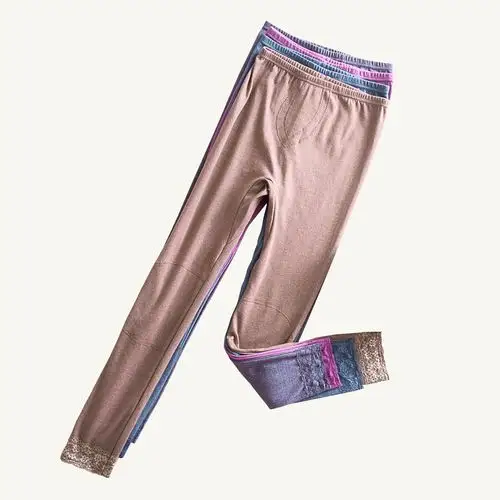 秋冬薄款fty发热丝秋裤女士蕾丝打底护膝保暖裤修身线裤显瘦衬裤_天喵