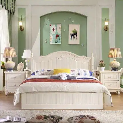 韩式家具实木床韩式田园床公主床1.5米储物床1.8米双人气动高箱床