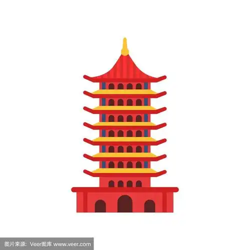 中国宝塔建筑卡通多层