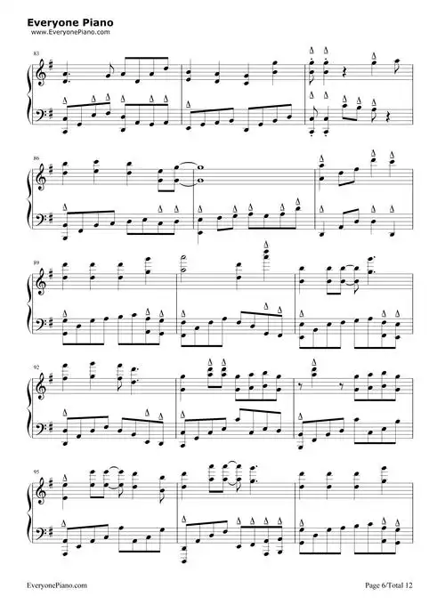 化蝶-何韵诗五线谱预览6-钢琴谱文件(五线谱,双手简谱,数字谱,midi