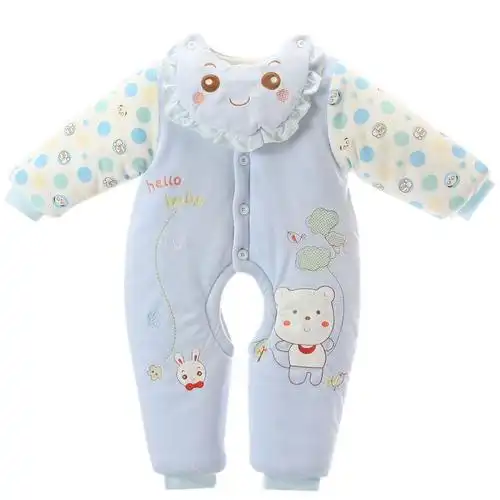 婴儿衣服冬季加厚新生儿连体衣夹棉秋冬宝宝棉衣服幼儿外出服哈衣1908
