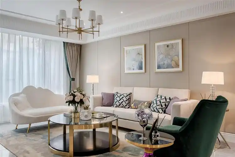 136㎡轻奢现代风客厅装修效果图