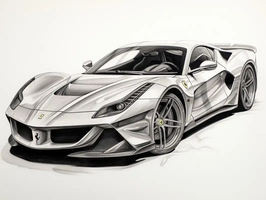 素描 淡彩画的跑车,速度与激情中仿佛有着一丝宁静和慰藉!