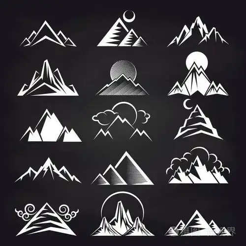 黑板背景上的白色山剪影