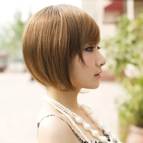 利达假发女 短发 波波头女生假发 斜刘海 短直发 bobo头假发套