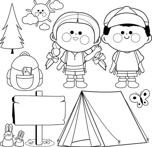 女孩和男孩在散步