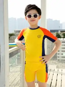 阿瑞娜儿童泳衣男童分体中大童游泳裤套装防晒小学生专业男孩泳装