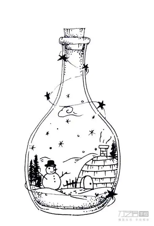 星形漂流瓶简笔画