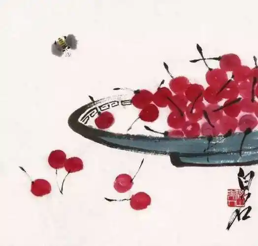 齐白石画樱桃画一碗还补只昆虫最后作品的价值15个亿