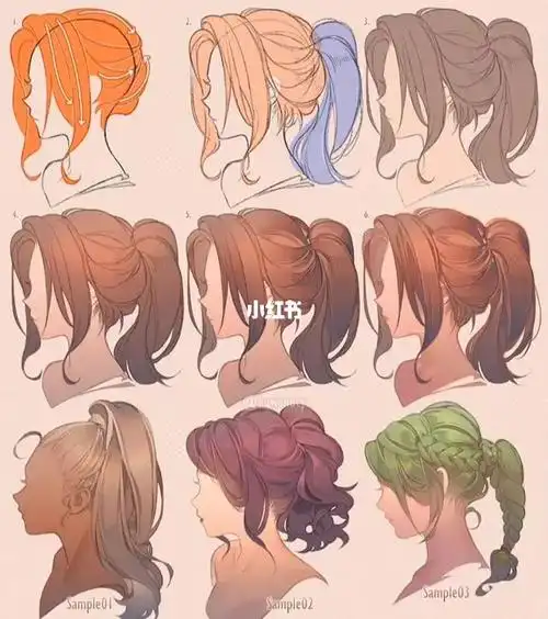 绘画教程| 漫画角色发型设计,马尾设计