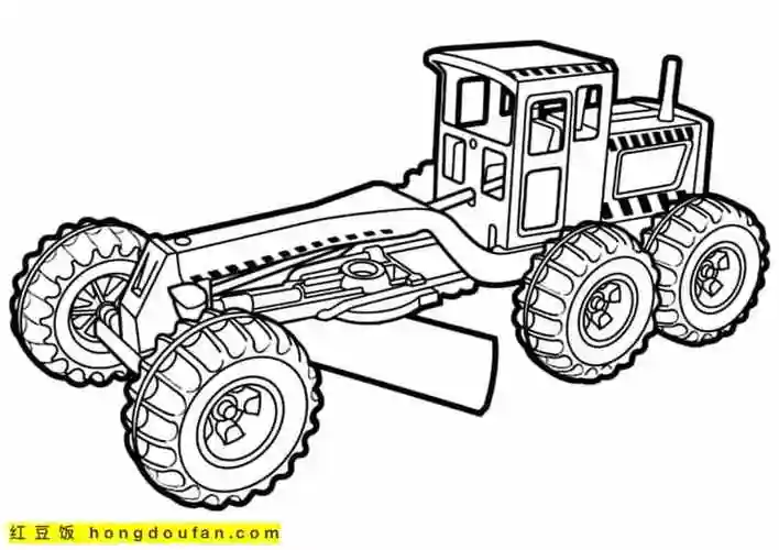 11张男孩子们最喜欢的农场中的拖拉机卡通涂色简笔画-红豆饭小学生简