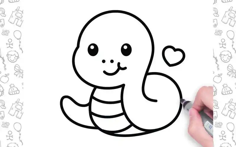 和我一起学画画,今天我们来画一条可爱的蛇!