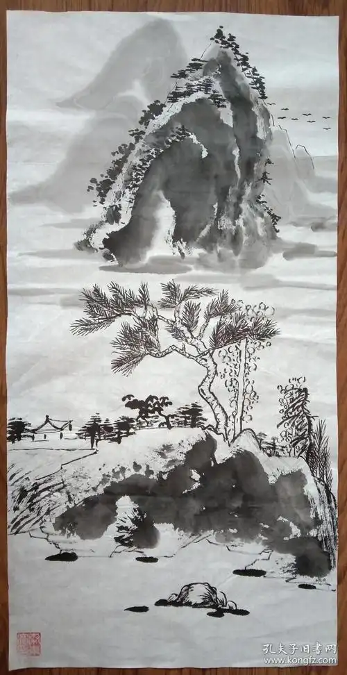 手绘真迹国画:秦东亮山水画无题3 四尺四开