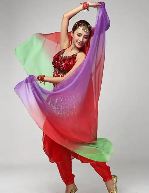 肚皮舞纱巾仿舞蹈手纱表演练习演出手抛纱巾渐变七丝巾 10.