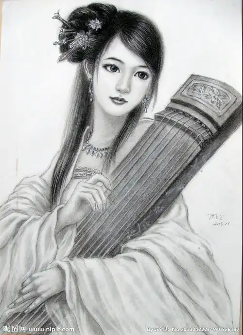 古代美女素描画古代美女素描画像图片大全