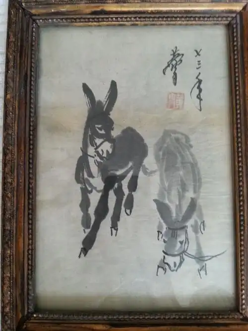 黄胄的画,以装玻璃,有点反光,请老师们看一下真假?