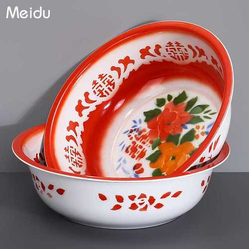 复古搪瓷盆结婚庆用品老式怀旧塘瓷家用洗脸盆脸盆